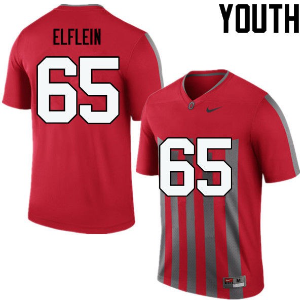 Ohio State Buckeyes #65 Pat Elflein Youth Embroidery Jersey Throwback